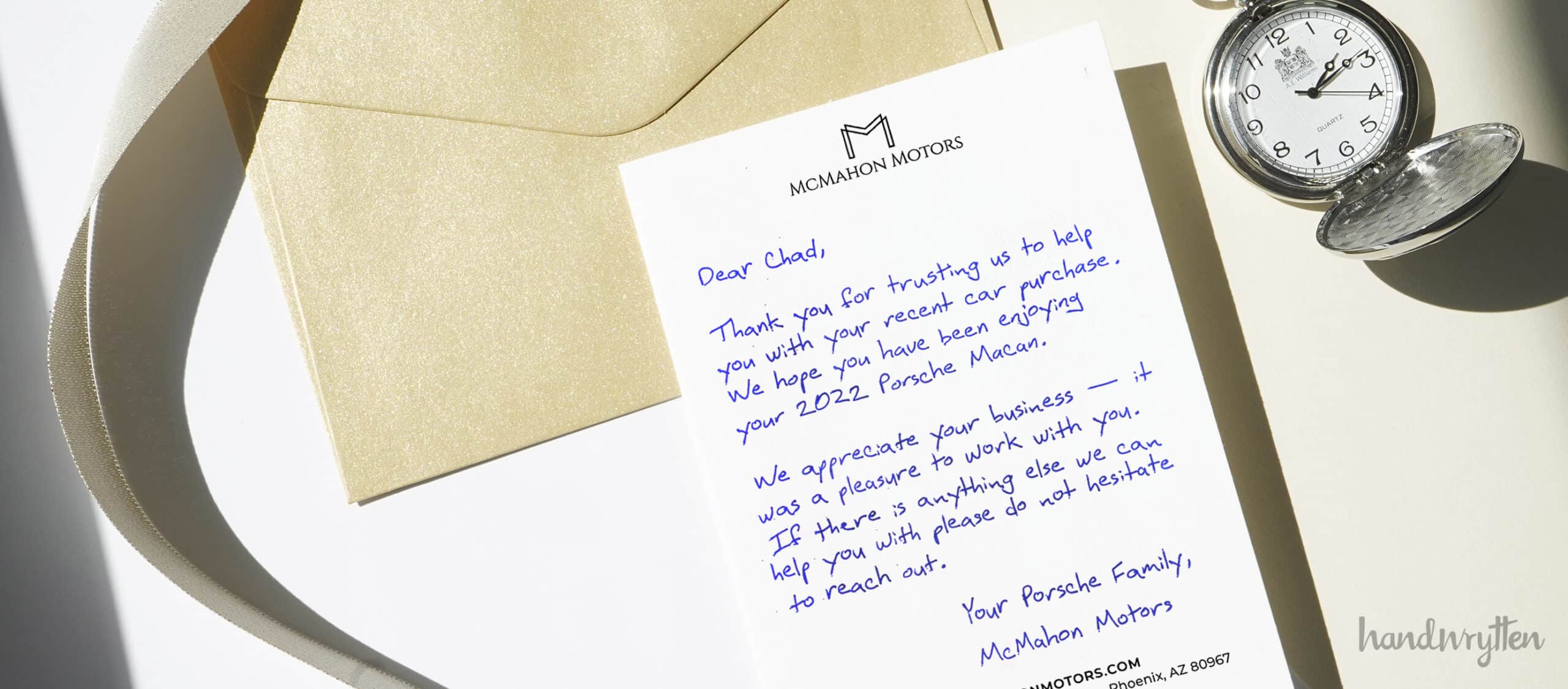 automotive marketing thank you for your business example letter